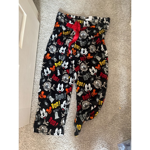 Womens Disney Mickey Mouse Soft Plush Fleece Pajama Pants Halloween Ghost XL - Picture 2 of 3